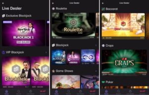 Hard Rock Bet live dealer casino offerings on mobile